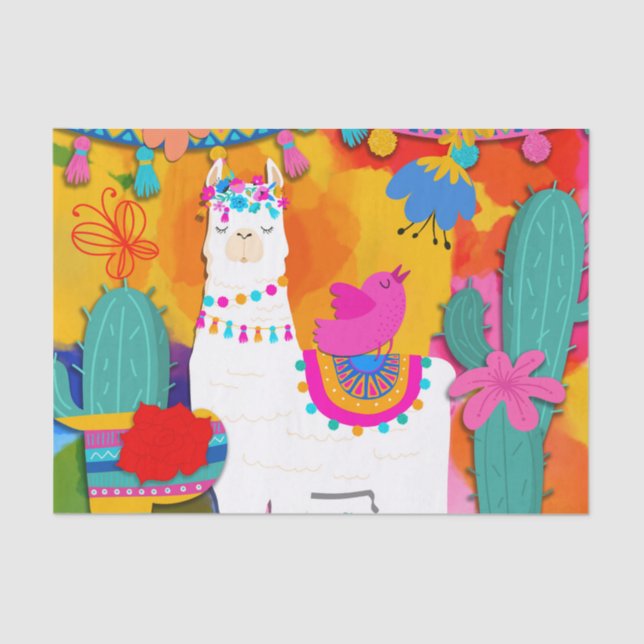 Fiesta Llama Cinco De Mayo Birthday Party Favour Tissue Paper (Front)
