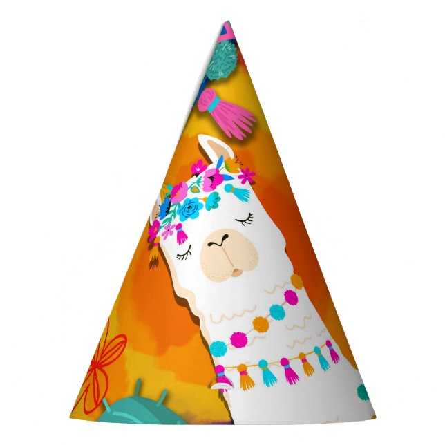 Fiesta Llama Cinco De Mayo Birthday Party Hat (Left)