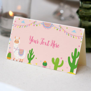 Fiesta Llama Fun Girl Birthday Place Card
