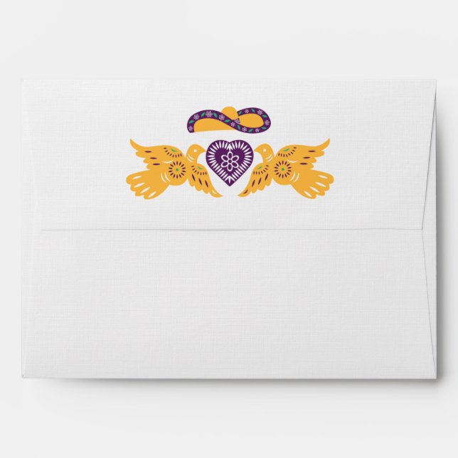 Fiesta Lovebirds A7 envelope on Linen (Back (Top Flap))