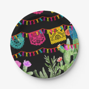 Fiesta Mexican Banners Floral Cactus Apron Paper Plate