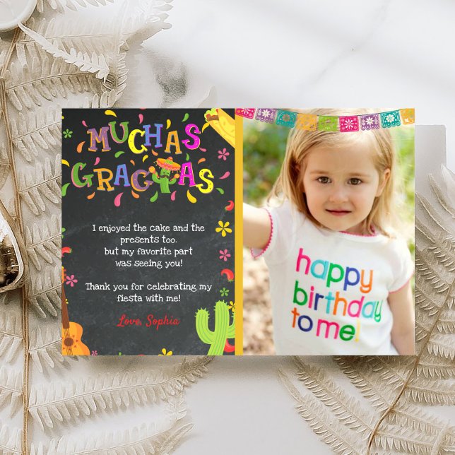 Fiesta Mexican Birthday Thank You Card With Photo (Creator Uploaded)
