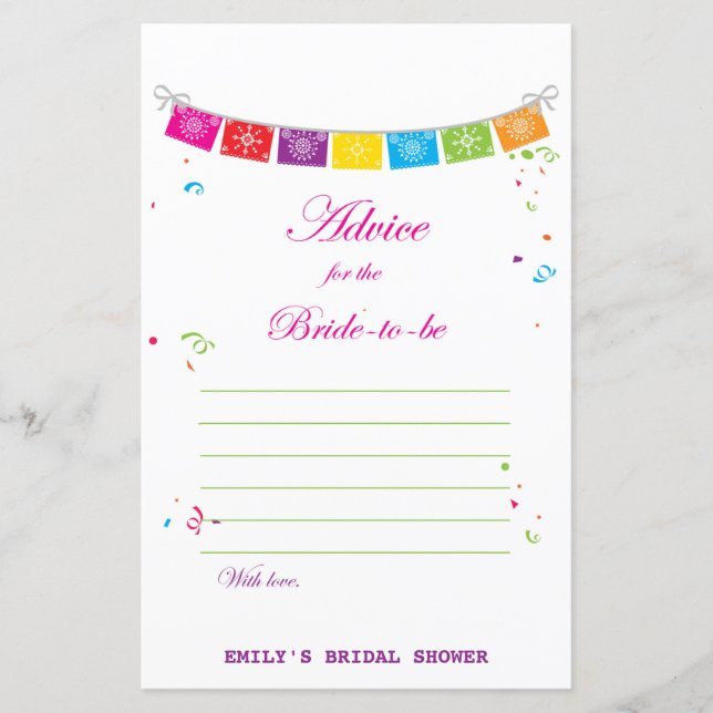 Fiesta Mexican Bridal Shower Game PRINTED (Front)