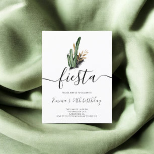 Fiesta Mexican Cactus Birthday Party Invitation Postcard