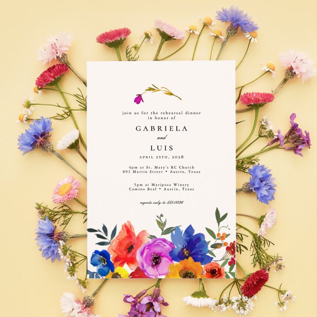 Fiesta Mexican Colourful Floral Rehearsal Dinner Invitation (Creator Uploaded)