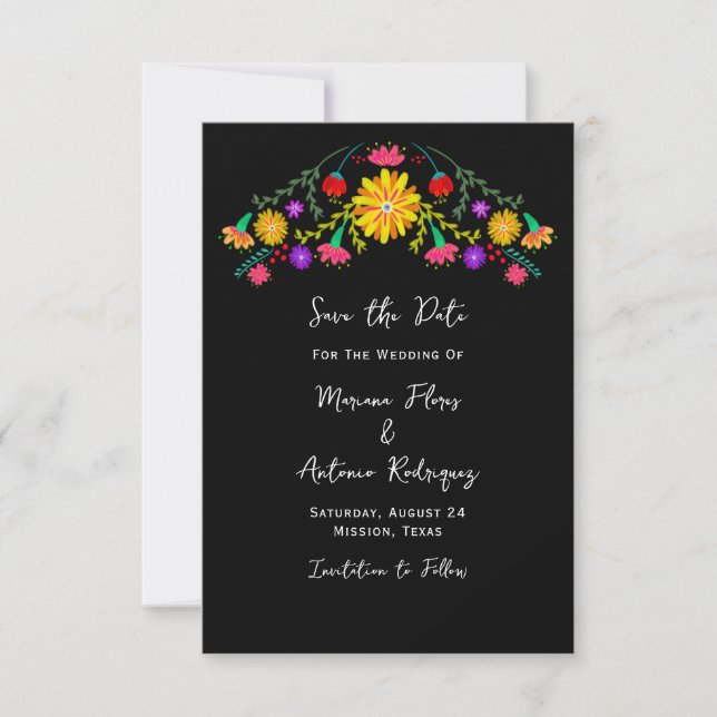 Fiesta Mexican Floral  Save The Date (Front)