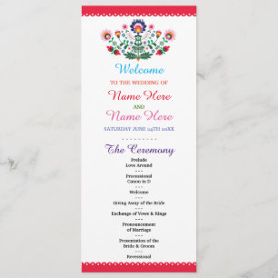 Fiesta Mexican Floral Wedding Program Programme