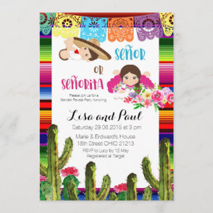 Fiesta Mexican Gender Reveal Baby Shower Invite