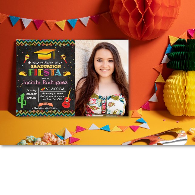 Fiesta Mexican Graduation Chalk Invitation (Creator Uploaded)