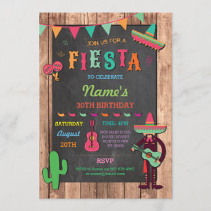 Fiesta Mexican Hat Mexico Birthday Party Invite