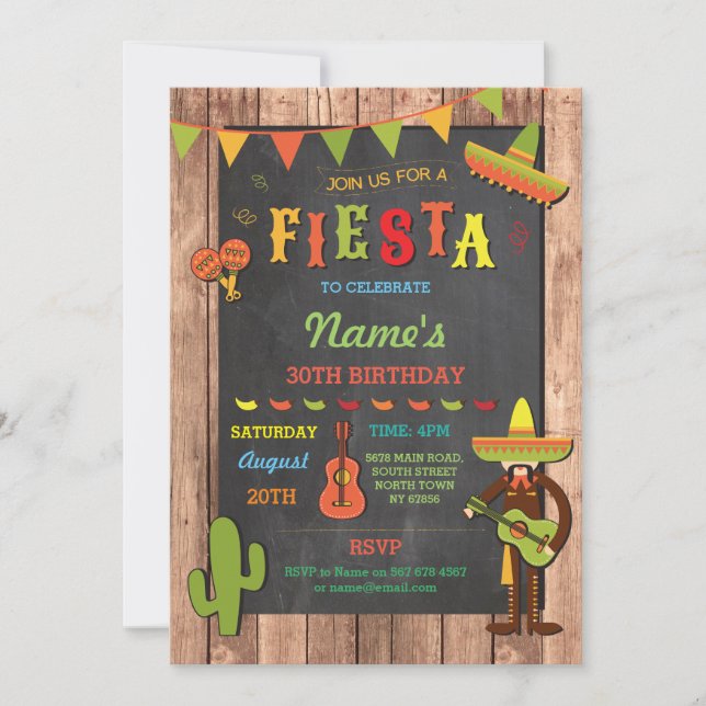 Fiesta Mexican Hat Mexico Birthday Party Invite (Front)