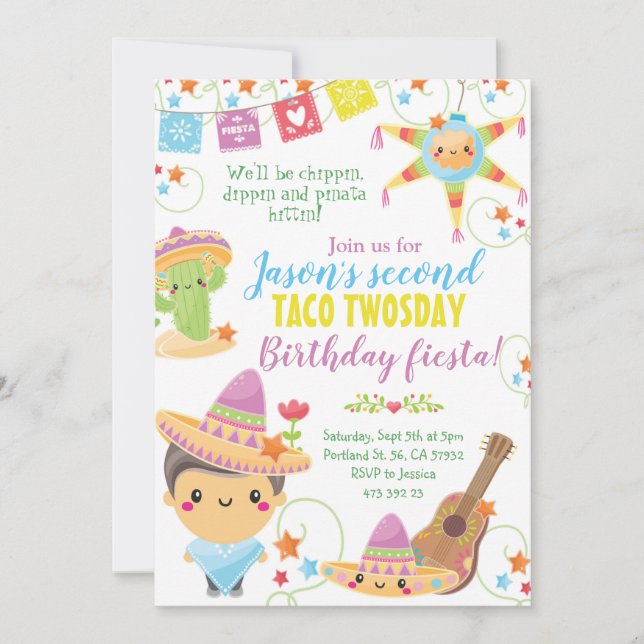 Fiesta Mexican Pinata Birthday invitation (Front)