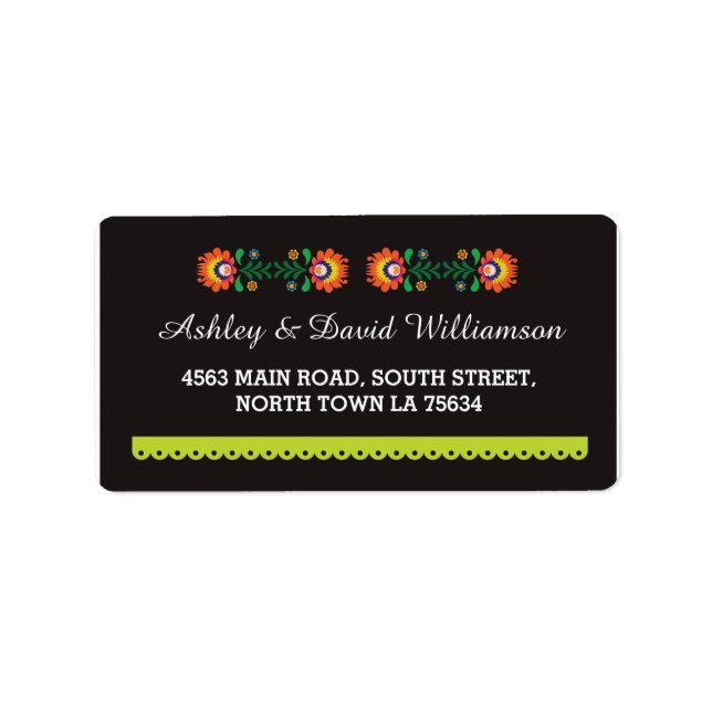 Fiesta Mexican Print Wedding Address Label (Front)