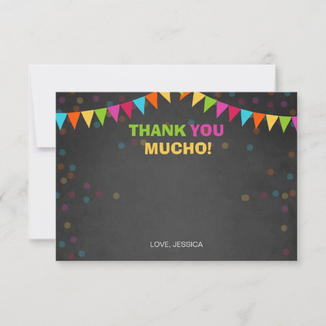 Fiesta Mexican Thank You Card Birthday Party (Front)