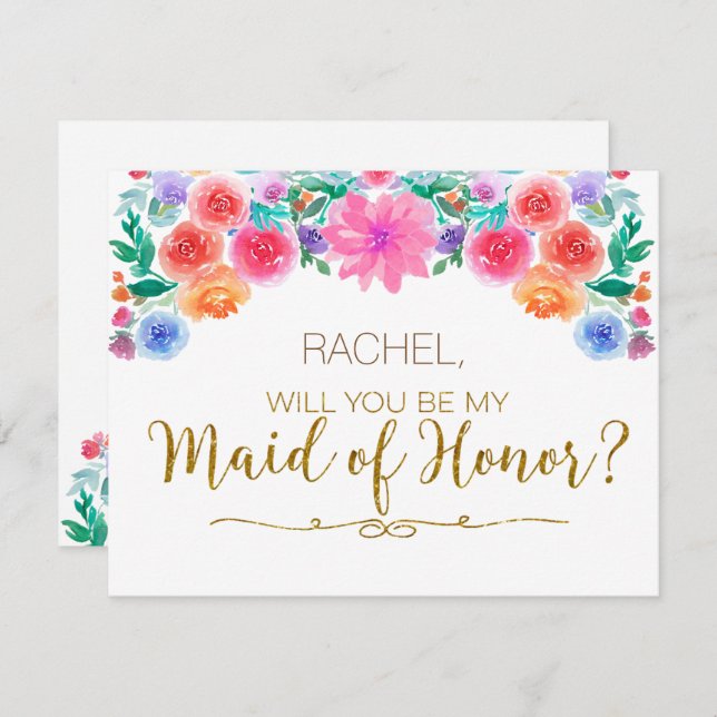 FIESTA Mexican Will You Be My Maid of Honour Card (Front/Back)