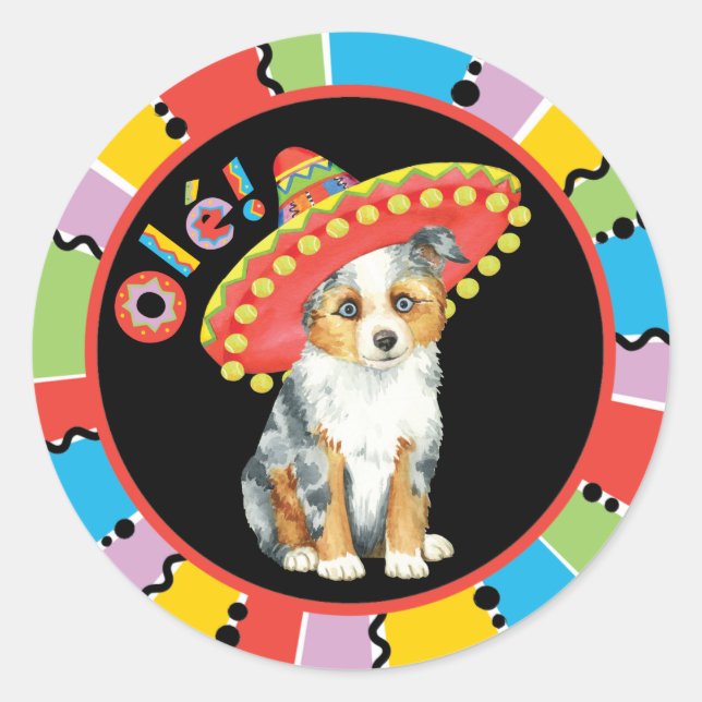 Fiesta Miniature American Shepherd Classic Round Sticker (Front)