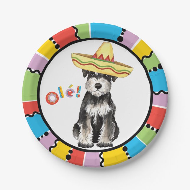 Fiesta Miniature Schnauzer Paper Plate (Front)
