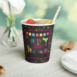 Fiesta of Love Wedding Shower Paper Cup - Blk