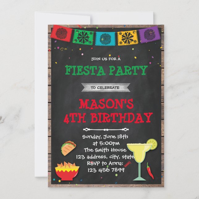 Fiesta party birthday invitation (Front)