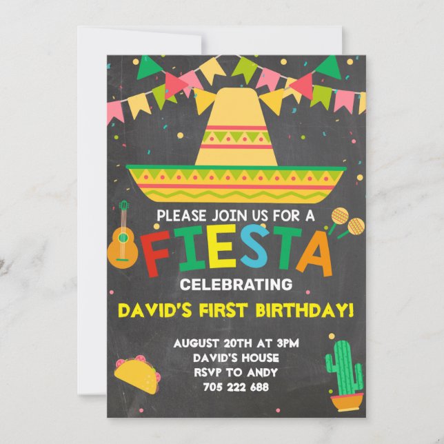 Fiesta Party Birthday Taco Boy Mexican Invitation (Front)