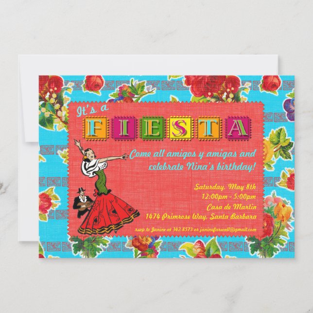 Fiesta Party Invitation - Mexican Dancer (Front)