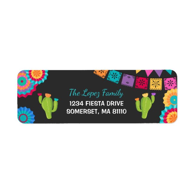 Fiesta Party Return Address Labels Mexican Fiesta (Front)