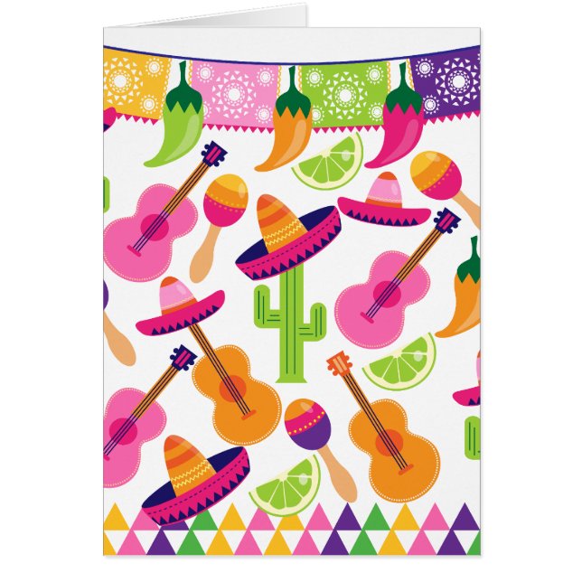 Fiesta Party Sombrero Cactus Limes Peppers Maracas (Front)