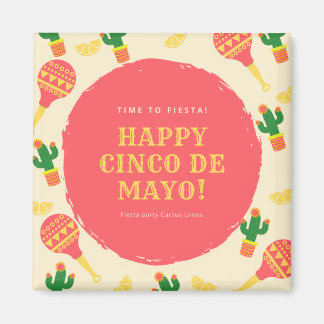 Fiesta Party Sombrero Cactus Limes Peppers Maracas Magnet