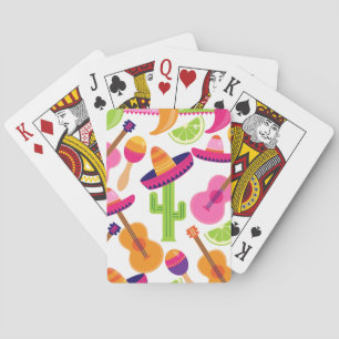 Fiesta Party Sombrero Cactus Limes Peppers Maracas Playing Cards