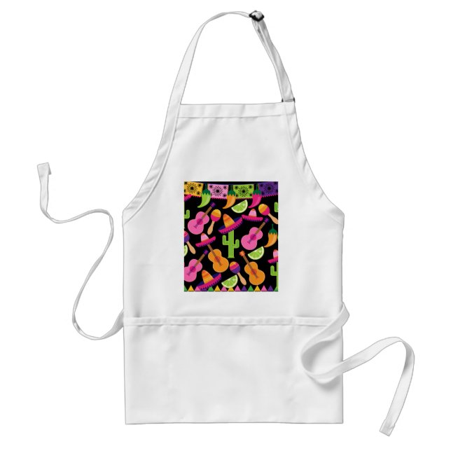Fiesta Party Sombrero Cactus Limes Peppers Maracas Standard Apron (Front)