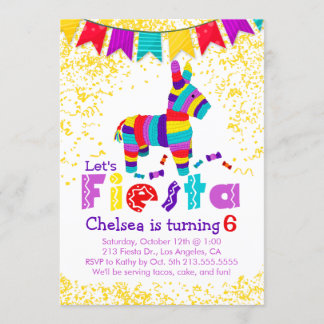 Fiesta Piñata Birthday Party Colourful Invitation