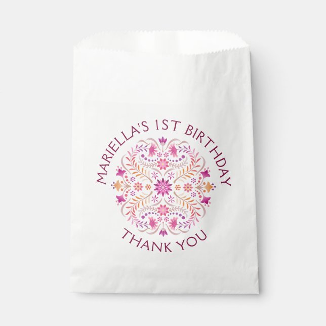 Fiesta Pink Birthday Shower Wedding Favour Bags (Front)