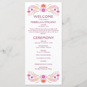 Fiesta Pink Wedding Program Menu