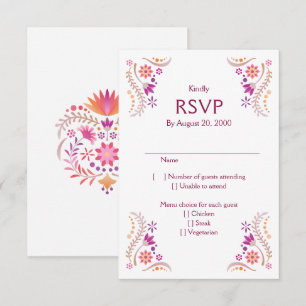 Fiesta Pink Wedding Quinceañera RSVP Card