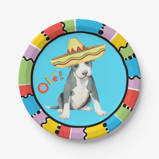 Fiesta Pit Bull Terrier Paper Plate (Front)