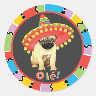 Fiesta Pug Classic Round Sticker