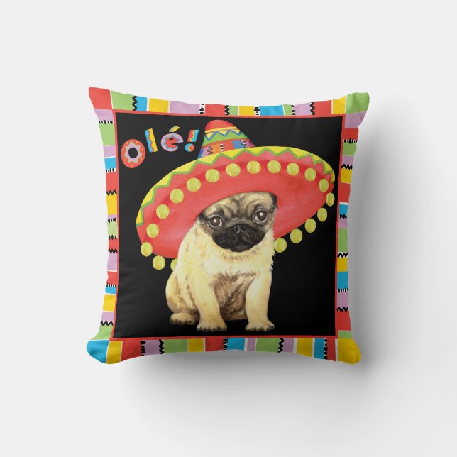 Fiesta Pug Cushion (Front)