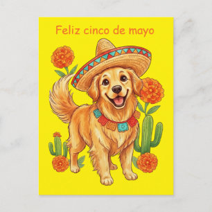 Fiesta Pup Golden Retriever Cinco de Mayo Postcard