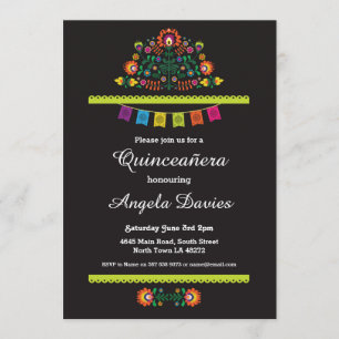 Fiesta Quinceañera Birthday Party Mexican Invite