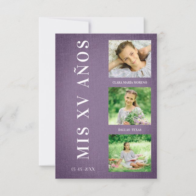 Fiesta Quinceañera Español Textura Textil Morado (Front)