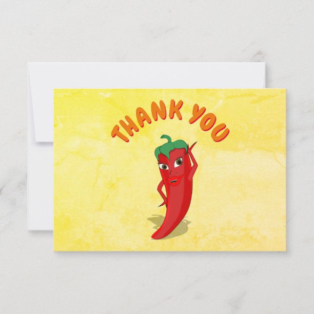 Fiesta Red Hot Pepper Diva Custom Text Thank You Card (Front)