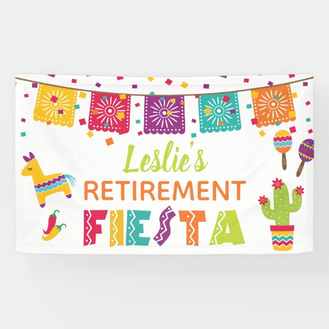 Fiesta Retirement Party Banner - White Background (Horizontal)