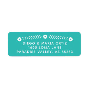 Fiesta Return Address Labels - Turquoise