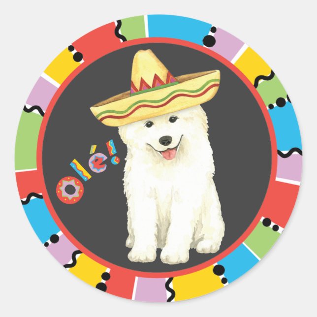 Fiesta Samoyed Classic Round Sticker (Front)
