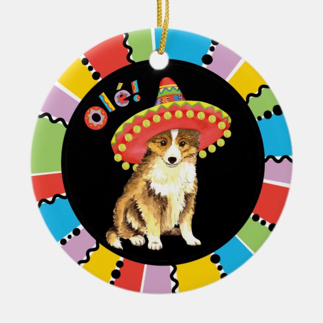Fiesta Sheltie Ceramic Tree Decoration (Front)
