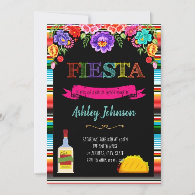 Fiesta siesta tequila repeat Bachelorette Invitation (Front)