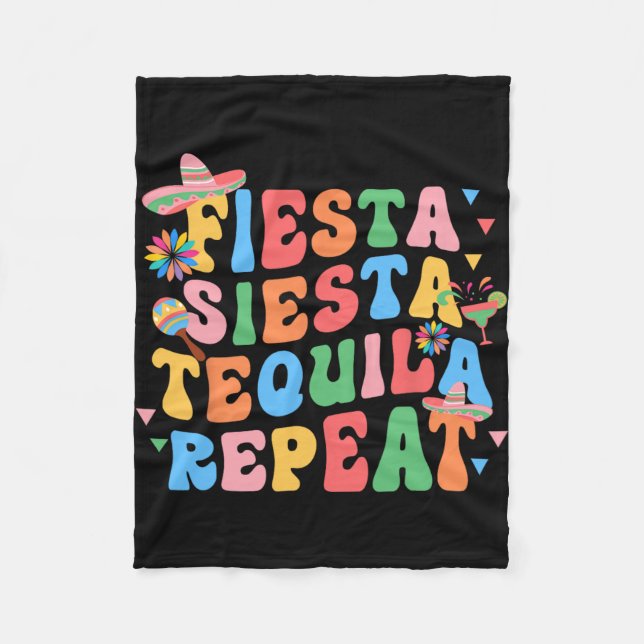 Fiesta Siesta Tequila Repeat Bride Squad Bachelore Fleece Blanket (Front)