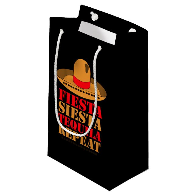 Fiesta Siesta Tequila Repeat Small Gift Bag (Front Angled)