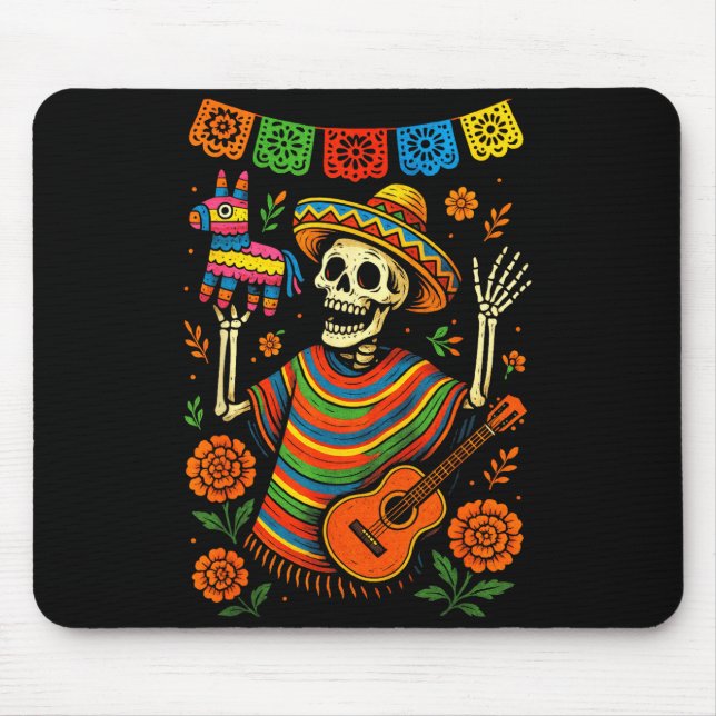 Fiesta skeleton - cinco de mayo party art Fiesta s Mouse Pad (Front)