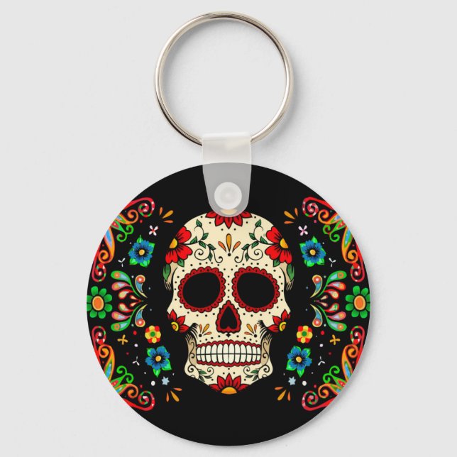 Fiesta Skull Key Ring (Front)